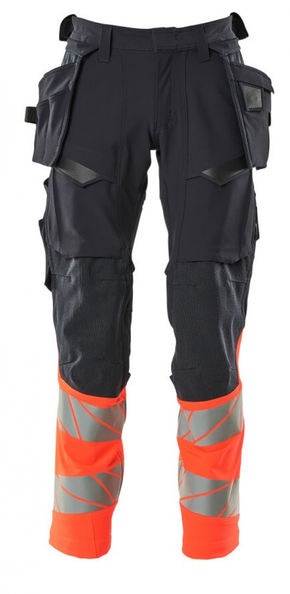 MASCOT-Workwear, Warnschutz-Bundhose, ACCELERATE SAFE, 82 cm, schwarzblau/warnrot