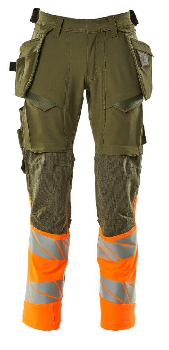MASCOT-Workwear, Warnschutz-Bundhose, ACCELERATE SAFE, 82 cm, moosgrün/warnorange