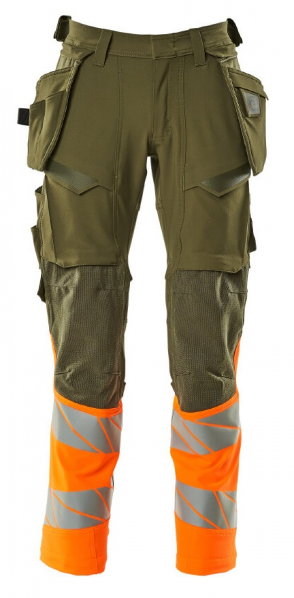 MASCOT-Workwear, Warnschutz-Bundhose, ACCELERATE SAFE, 90 cm, moosgrün/warnorange