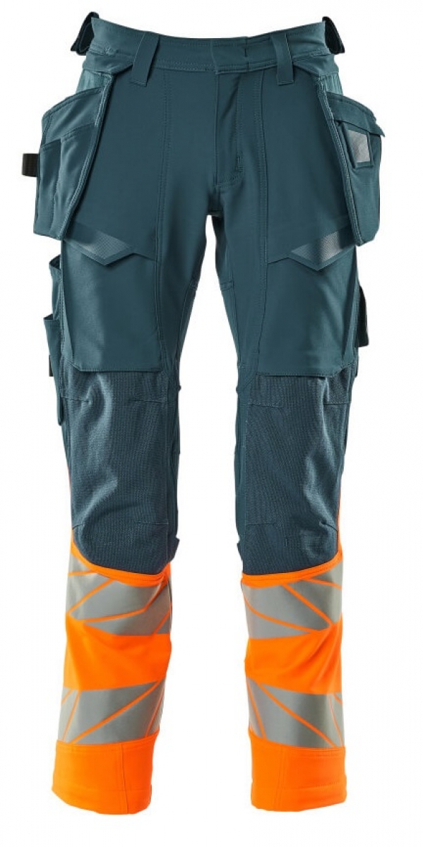 MASCOT-Workwear, Warnschutz-Bundhose, ACCELERATE SAFE, 76 cm, dunkelpetroleum/warnorange