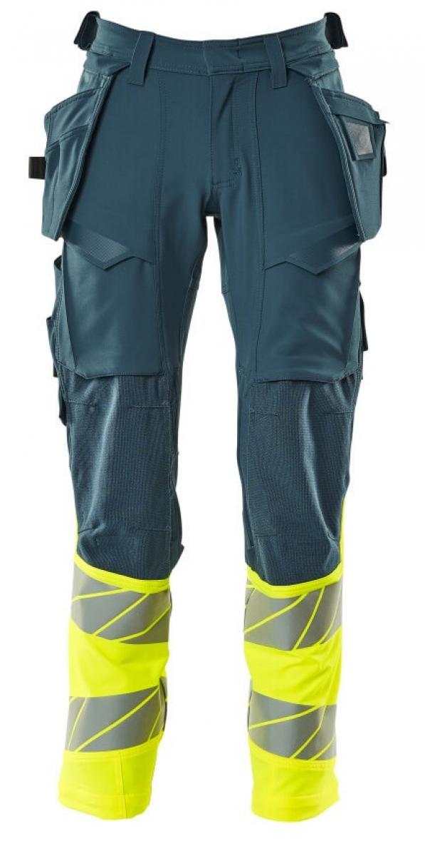 MASCOT-Workwear, Warnschutz-Bundhose, ACCELERATE SAFE, 76 cm, dunkelpetroleum/warngelb
