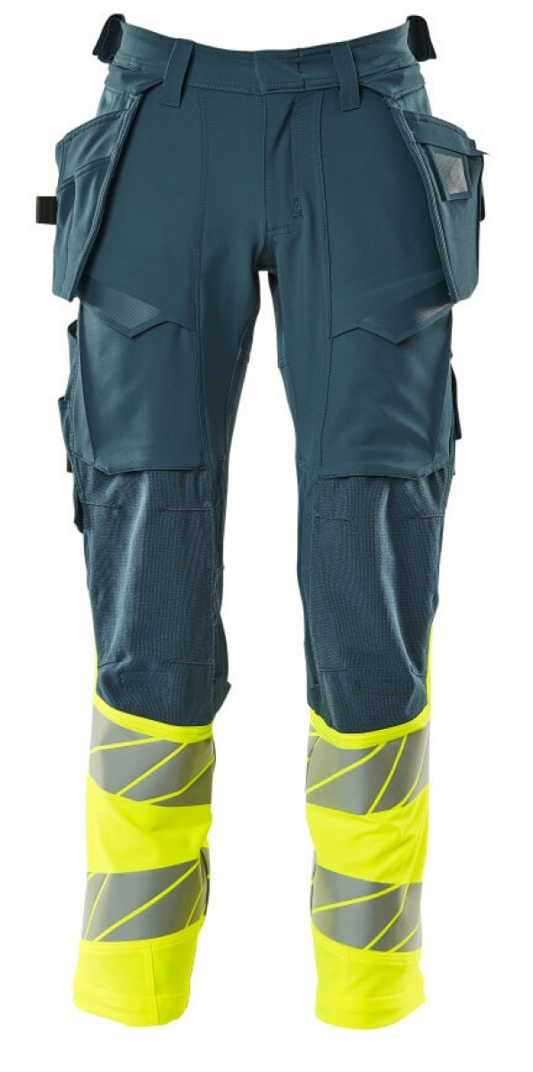 MASCOT-Workwear, Warnschutz-Bundhose, ACCELERATE SAFE, 76 cm, dunkelpetroleum/warngelb