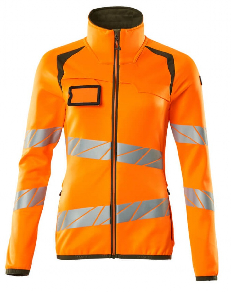 MASCOT-Workwear, Warnschutz-Damen Fleece-Pullover, ACCELERATE SAFE, warnorange/moosgrn