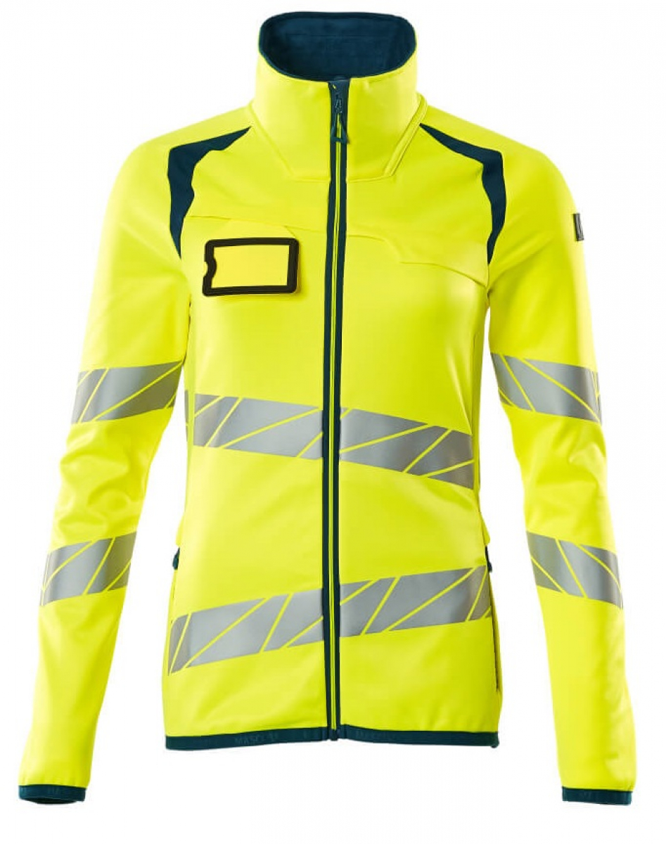 MASCOT-Workwear, Warnschutz-Damen Fleece-Pullover, ACCELERATE SAFE, warngelb/dunkelpetroleum