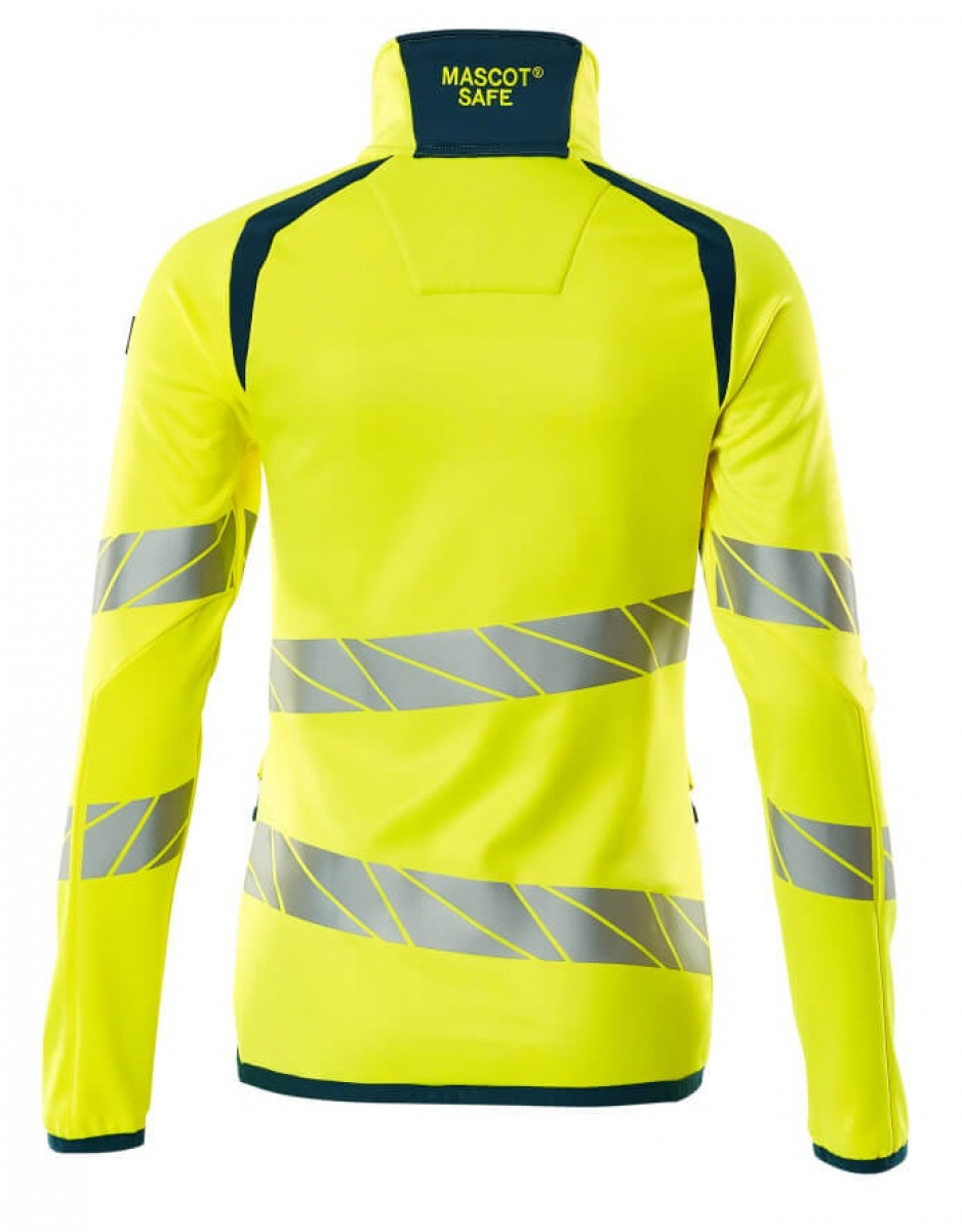 MASCOT-Workwear, Warnschutz-Damen Fleece-Pullover, ACCELERATE SAFE, warngelb/dunkelpetroleum