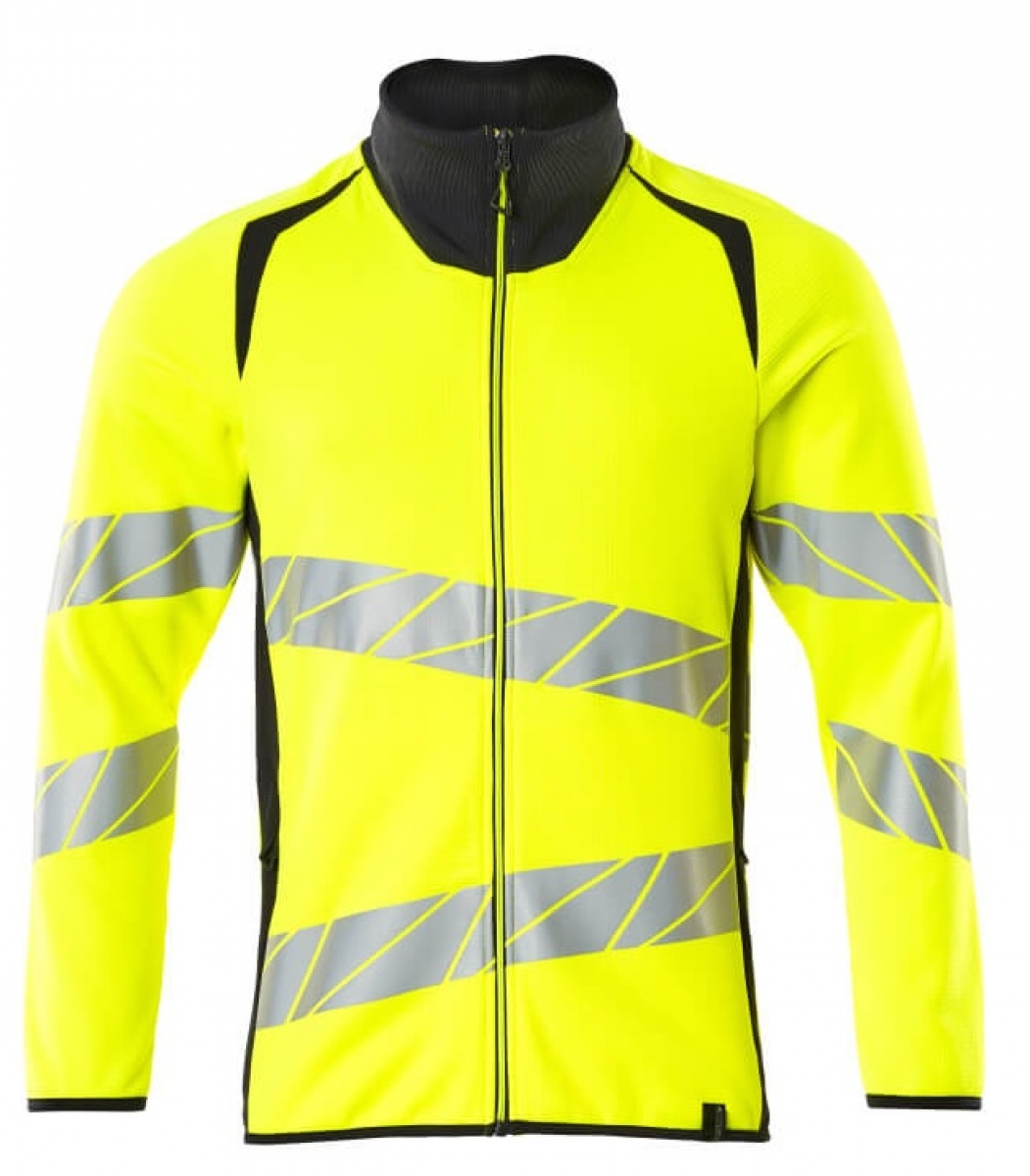 MASCOT-Workwear, Warnschutz-Sweatshirt mit Reiverschluss, ACCELERATE SAFE, warngelb/schwarzblau