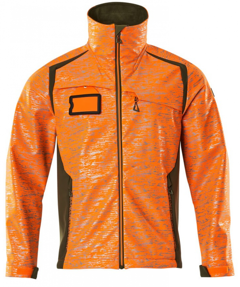 MASCOT-Workwear, Warnschutz-Softshell Jacke, ACCELERATE SAFE, high vis orange/moosgrün