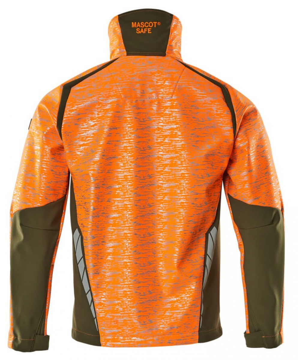 MASCOT-Workwear, Warnschutz-Softshell Jacke, ACCELERATE SAFE, high vis orange/moosgrün