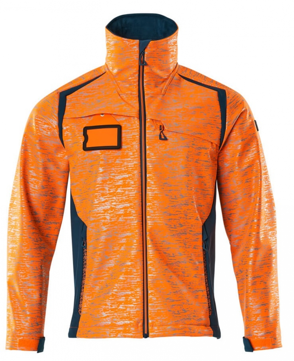 MASCOT-Workwear, Warnschutz-Softshell Jacke, ACCELERATE SAFE, high vis orange/dunkelpetroleum