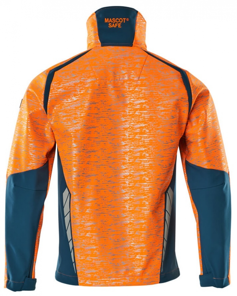 MASCOT-Workwear, Warnschutz-Softshell Jacke, ACCELERATE SAFE, high vis orange/dunkelpetroleum