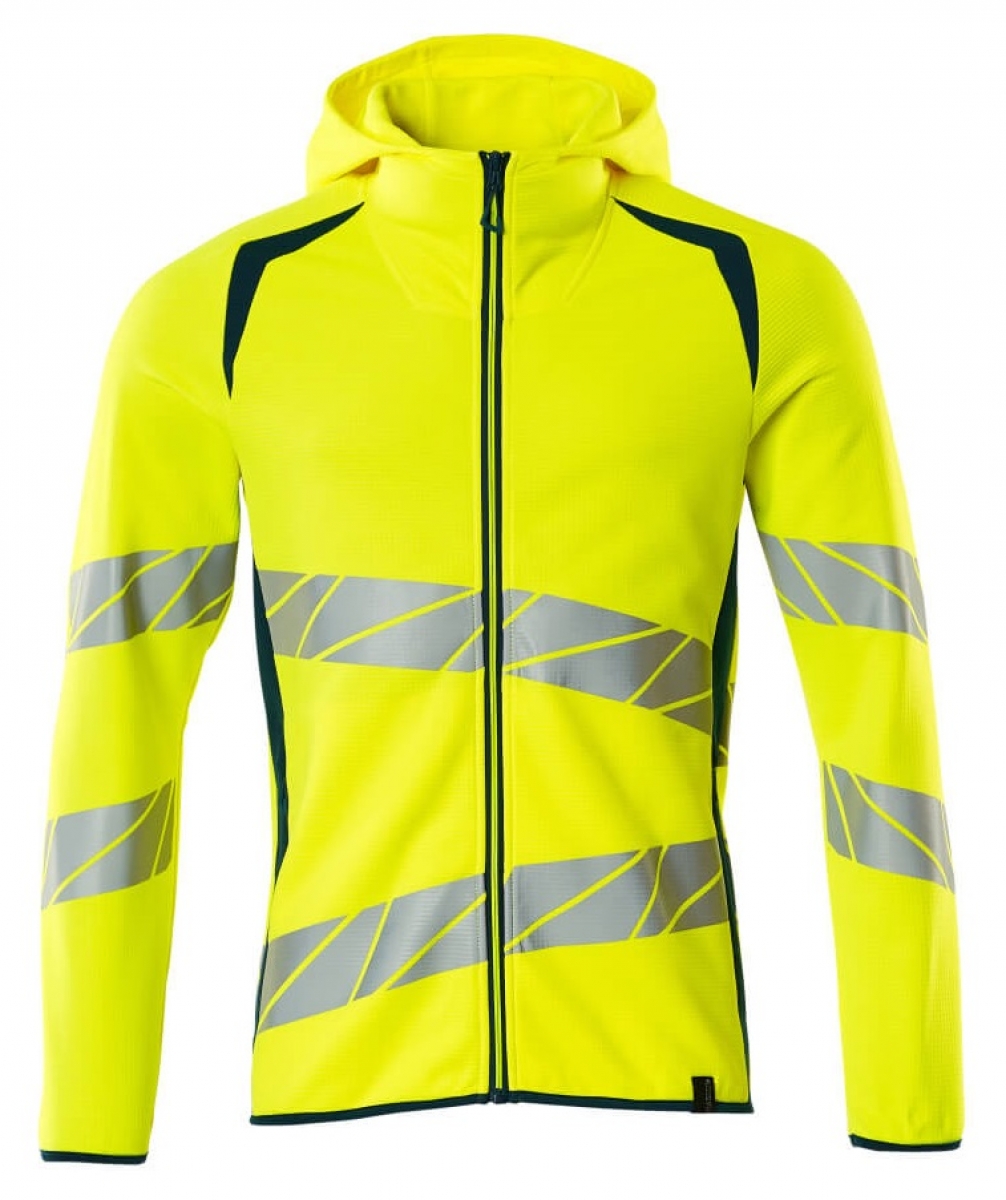 MASCOT-Workwear, Warnschutz-Kapuzen-Sweatshirt, ACCELERATE SAFE, high vis gelb/dunkelpetroleum