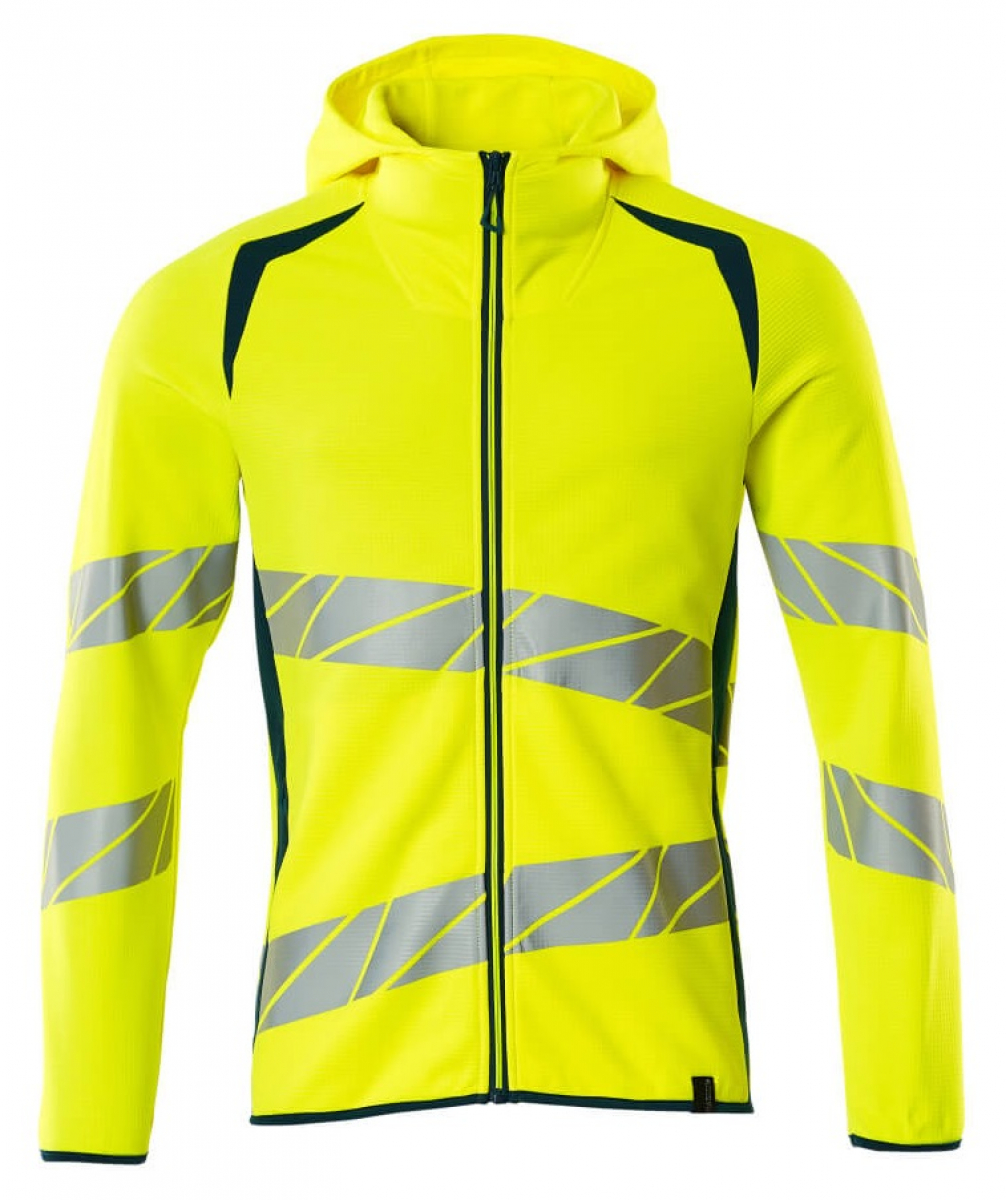 MASCOT-Workwear, Warnschutz-Kapuzen-Sweatshirt, ACCELERATE SAFE, high vis gelb/dunkelpetroleum