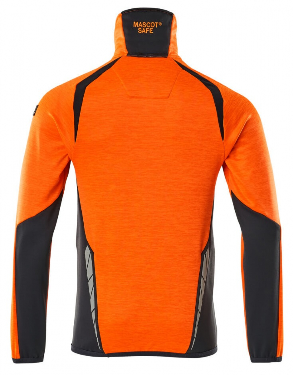 MASCOT-Workwear, Warnschutz-Fleece-Pullover, ACCELERATE SAFE, high vis orange/schwarzblau