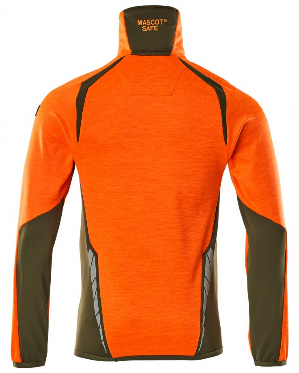 MASCOT-Workwear, Warnschutz-Fleece-Pullover, ACCELERATE SAFE, high vis orange/moosgrün