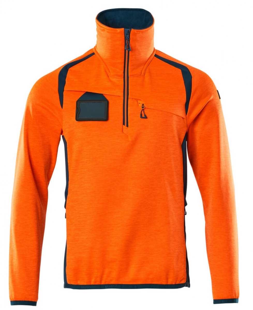 MASCOT-Workwear, Warnschutz-Fleece-Pullover, ACCELERATE SAFE, high vis orange/dunkelpetroleum