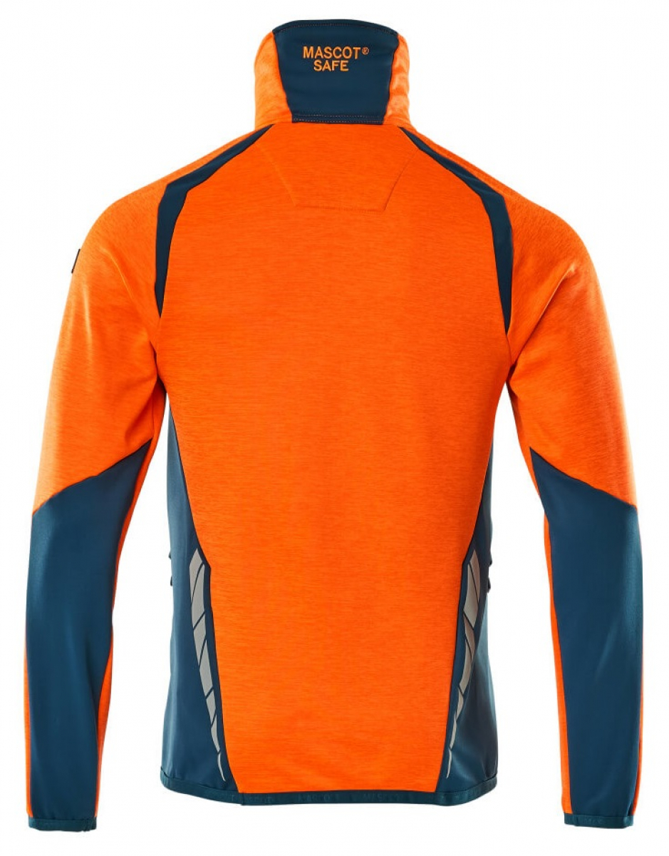 MASCOT-Workwear, Warnschutz-Fleece-Pullover, ACCELERATE SAFE, high vis orange/dunkelpetroleum