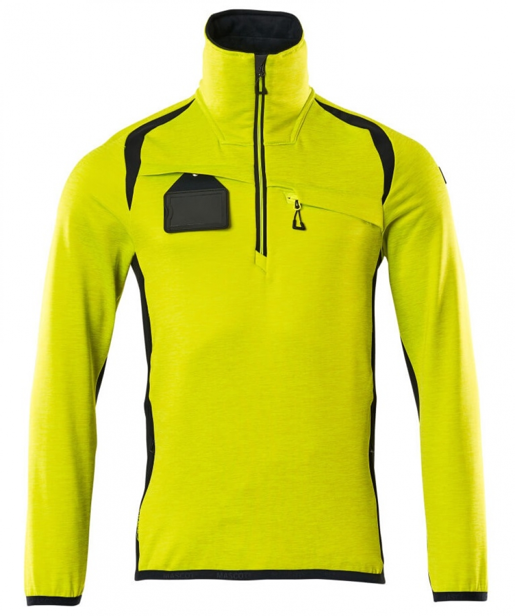 MASCOT-Workwear, Warnschutz-Fleece-Pullover, ACCELERATE SAFE, high vis gelb/schwarzblau