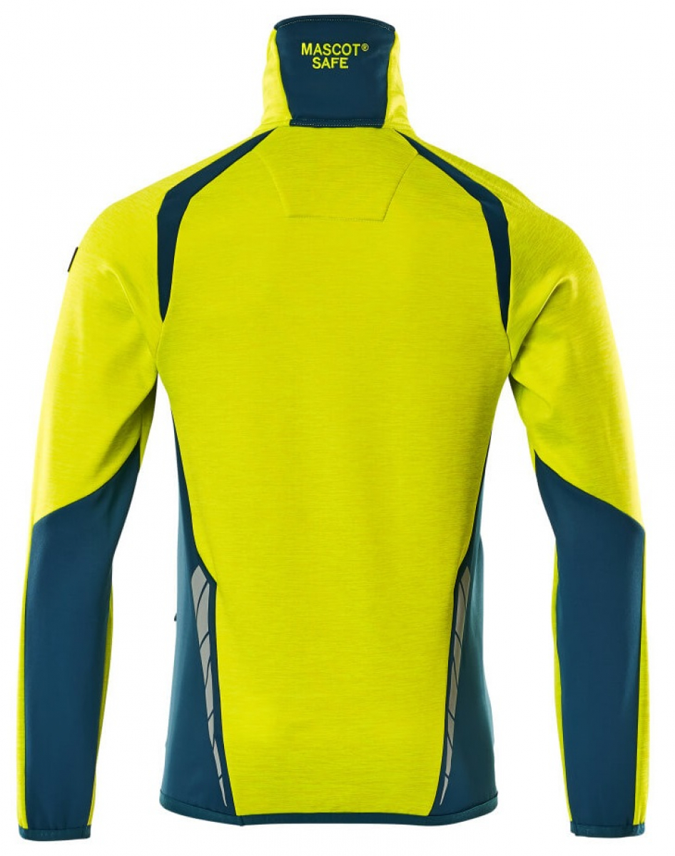 MASCOT-Workwear, Warnschutz-Fleece-Pullover, ACCELERATE SAFE, high vis gelb/dunkelpetroleum