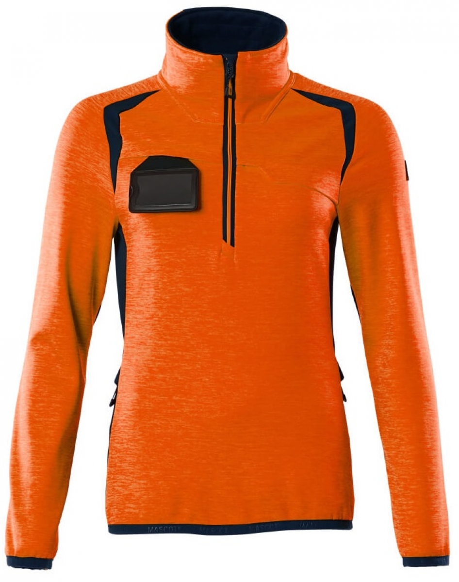 MASCOT-Workwear, Warnschutz-Damen Fleece-Pullover, ACCELERATE SAFE, high vis orange/schwarzblau