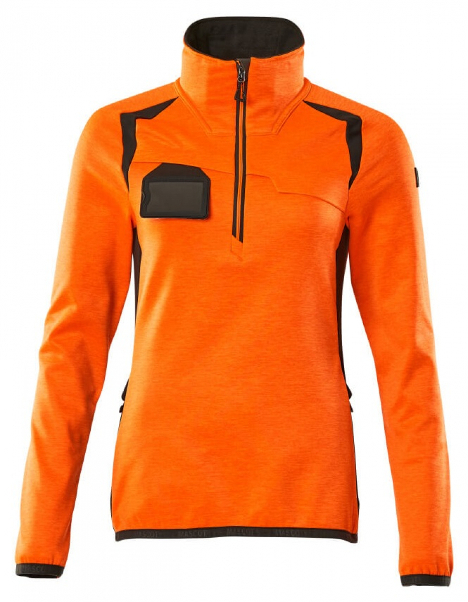 MASCOT-Workwear, Warnschutz-Damen Fleece-Pullover, ACCELERATE SAFE, high vis orange/dunkelanthrazit