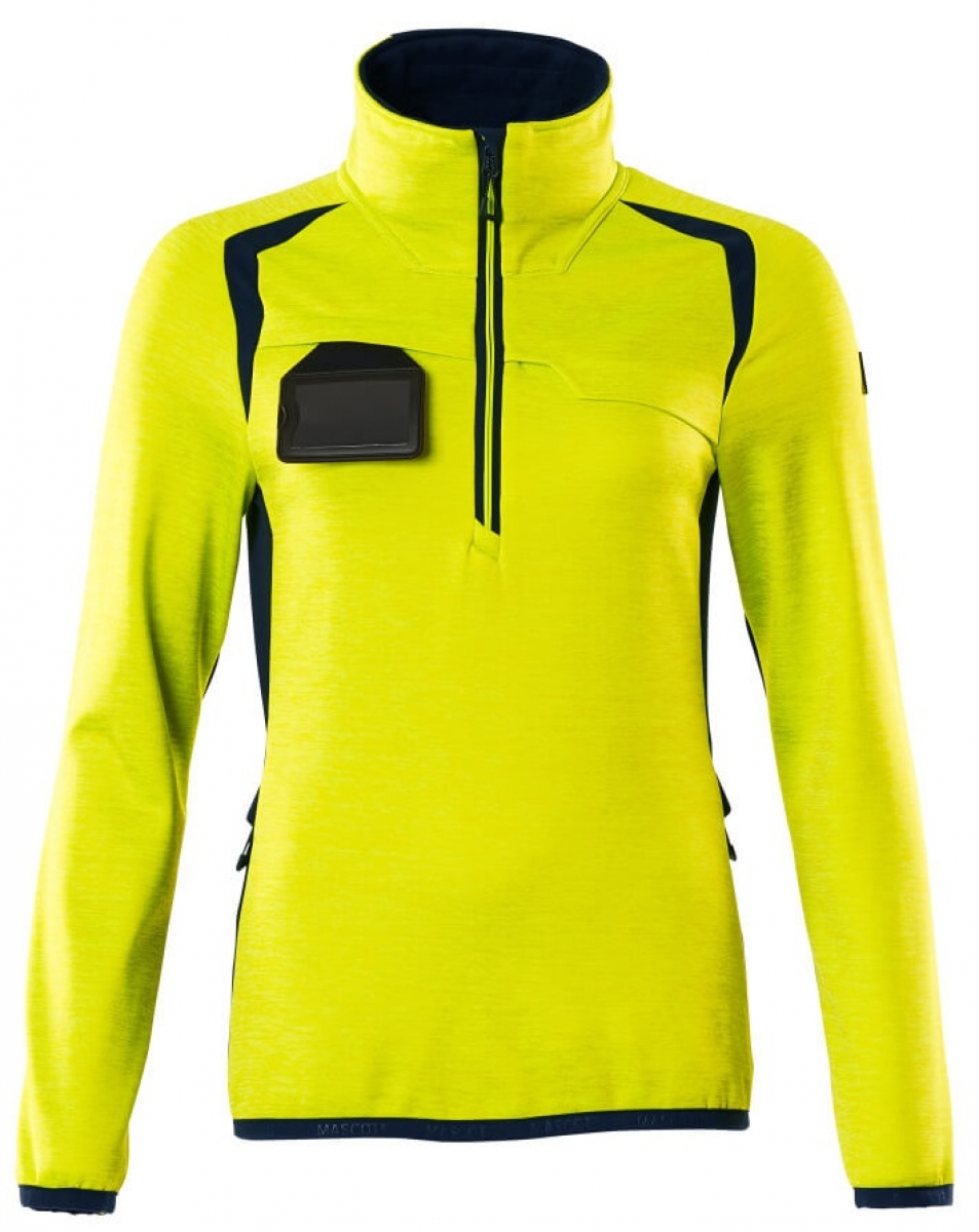 MASCOT-Workwear, Warnschutz-Damen Fleece-Pullover, ACCELERATE SAFE, high vis gelb/schwarzblau