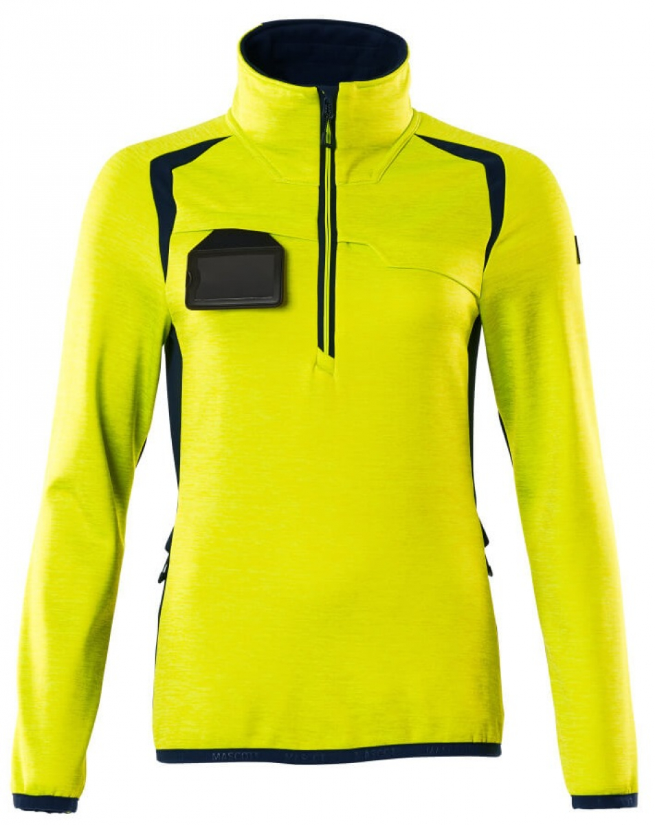 MASCOT-Workwear, Warnschutz-Damen Fleece-Pullover, ACCELERATE SAFE, high vis gelb/schwarzblau