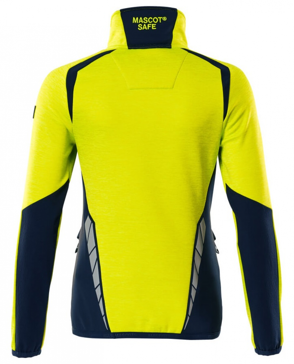 MASCOT-Workwear, Warnschutz-Damen Fleece-Pullover, ACCELERATE SAFE, high vis gelb/schwarzblau