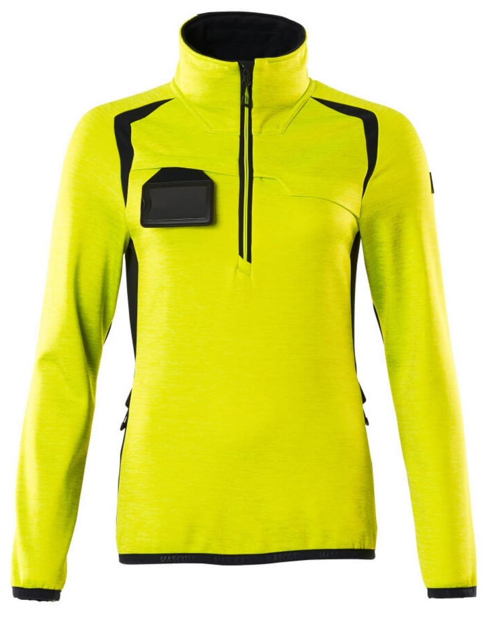 MASCOT-Workwear, Warnschutz-Damen Fleece-Pullover, ACCELERATE SAFE, high vis gelb/schwarz
