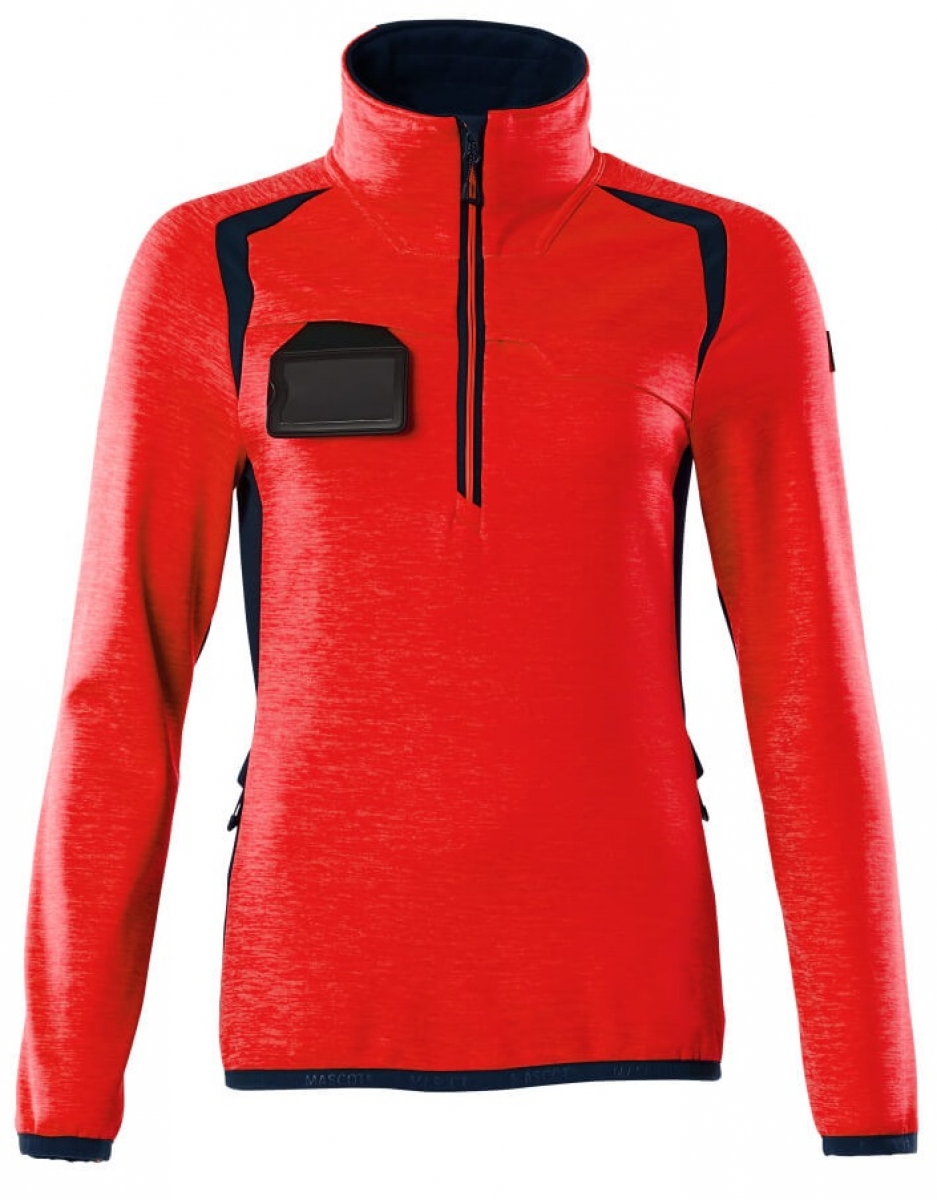 MASCOT-Workwear, Warnschutz-Damen Fleece-Pullover, ACCELERATE SAFE, high vis rot/schwarzblau