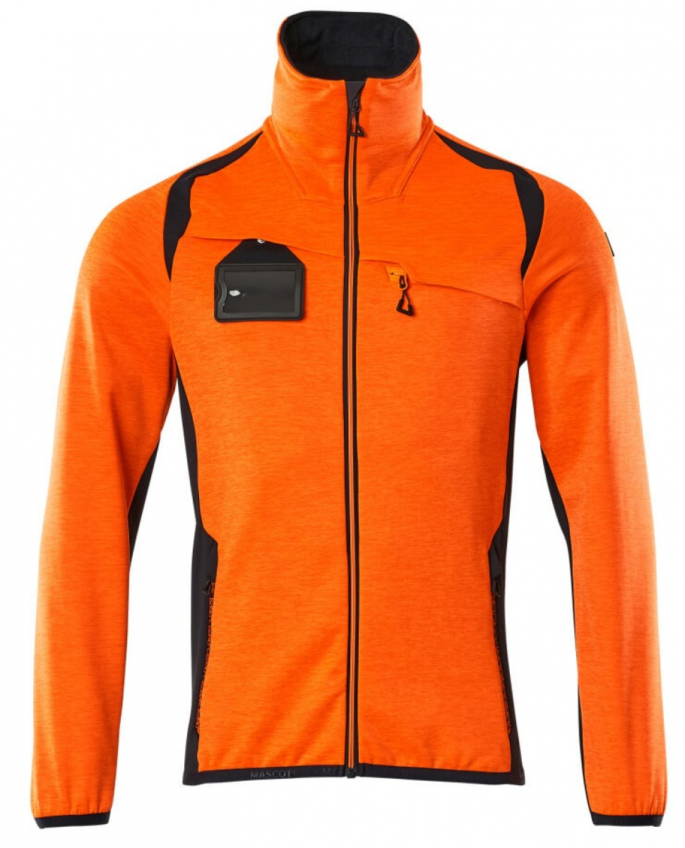 MASCOT-Workwear, Warnschutz-Fleece-Pullover, ACCELERATE SAFE, high vis orange/schwarzblau