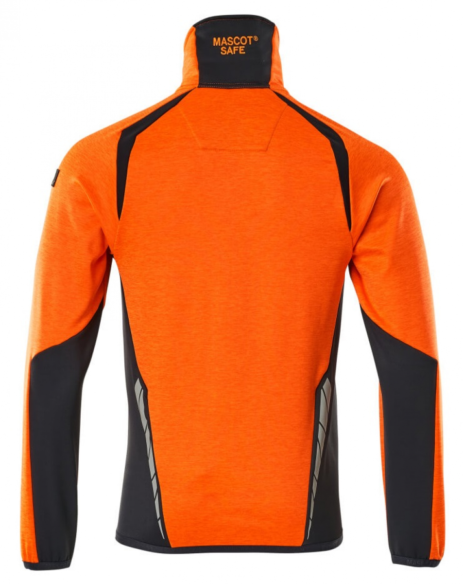 MASCOT-Workwear, Warnschutz-Fleece-Pullover, ACCELERATE SAFE, high vis orange/schwarzblau