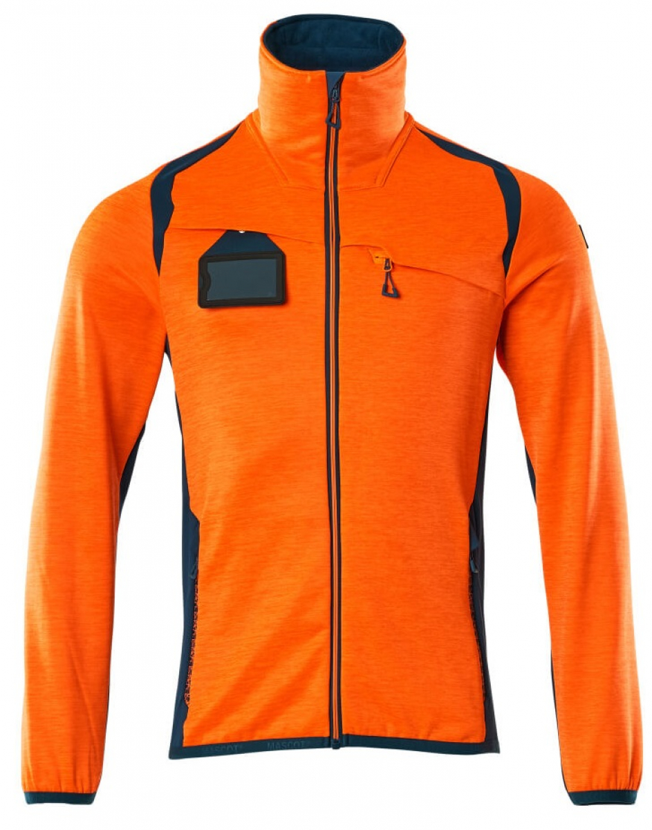 MASCOT-Workwear, Warnschutz-Fleece-Pullover, ACCELERATE SAFE, high vis orange/dunkelpetroleum