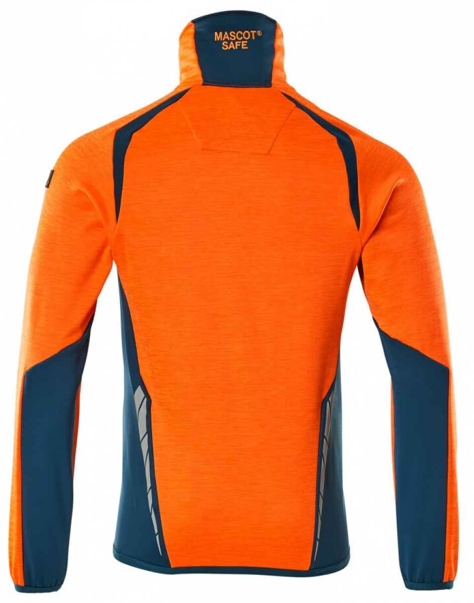 MASCOT-Workwear, Warnschutz-Fleece-Pullover, ACCELERATE SAFE, high vis orange/dunkelpetroleum