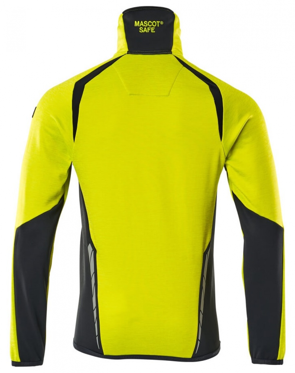 MASCOT-Workwear, Warnschutz-Fleece-Pullover, ACCELERATE SAFE, high vis gelb/schwarzblau