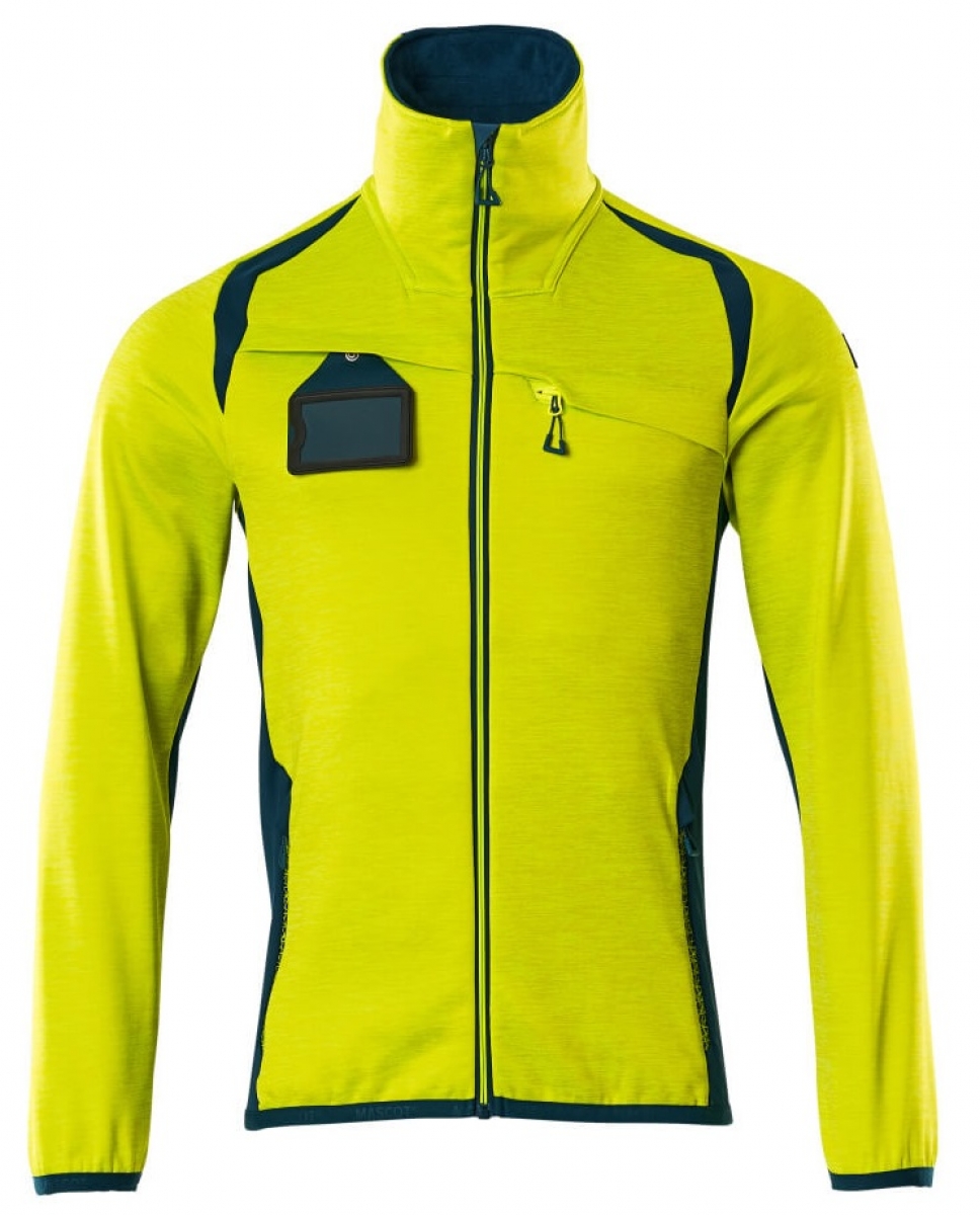 MASCOT-Workwear, Warnschutz-Fleece-Pullover, ACCELERATE SAFE, high vis gelb/dunkelpetroleum