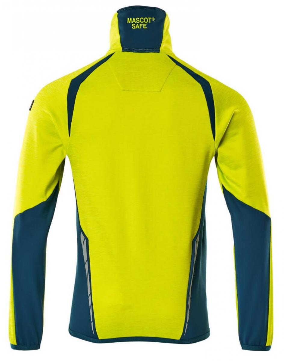 MASCOT-Workwear, Warnschutz-Fleece-Pullover, ACCELERATE SAFE, high vis gelb/dunkelpetroleum