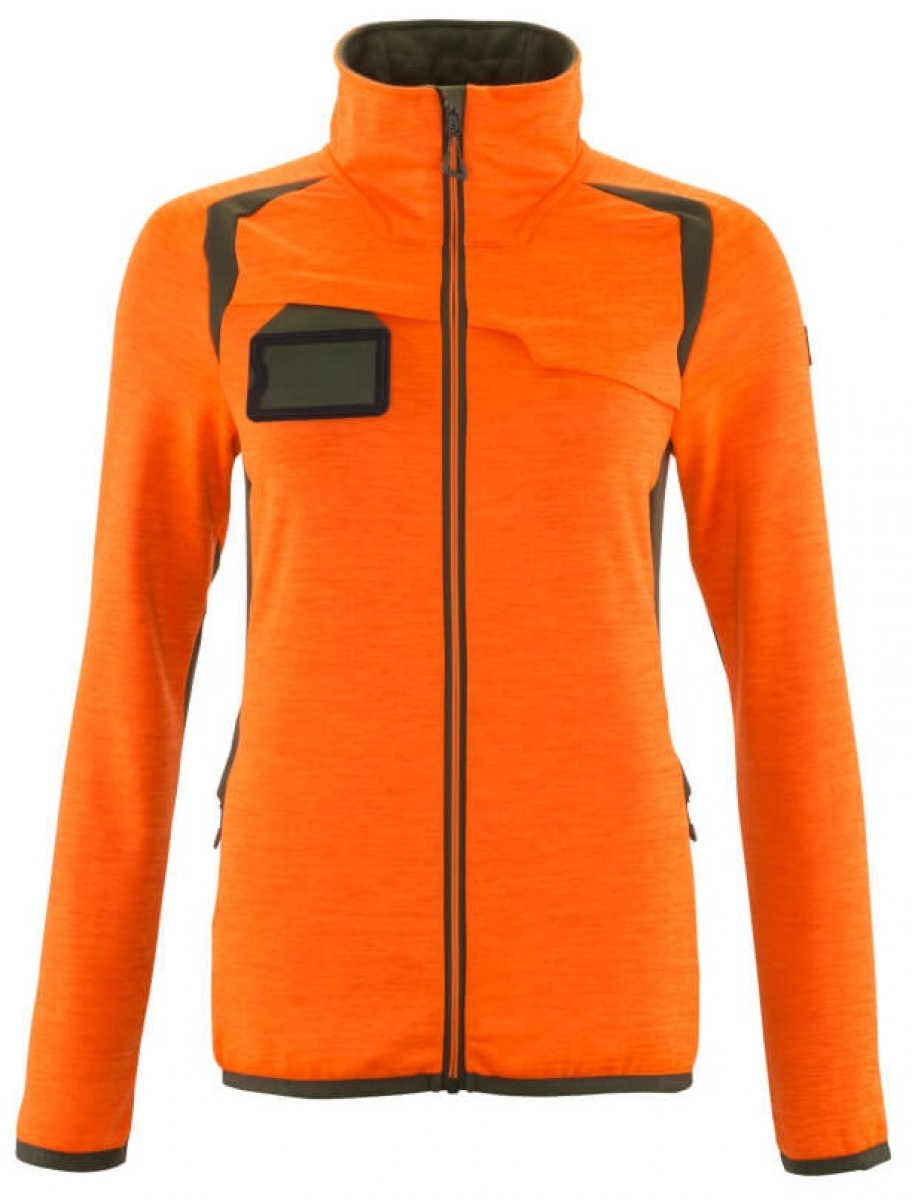 MASCOT-Workwear, Warnschutz-Damen Fleece-Jacke, ACCELERATE SAFE, high vis orange/moosgrn