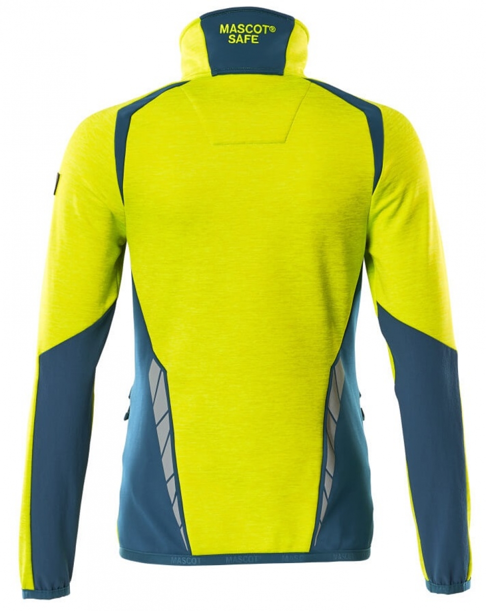 MASCOT-Workwear, Warnschutz-Damen Fleece-Jacke, ACCELERATE SAFE, high vis gelb/dunkelpetroleum
