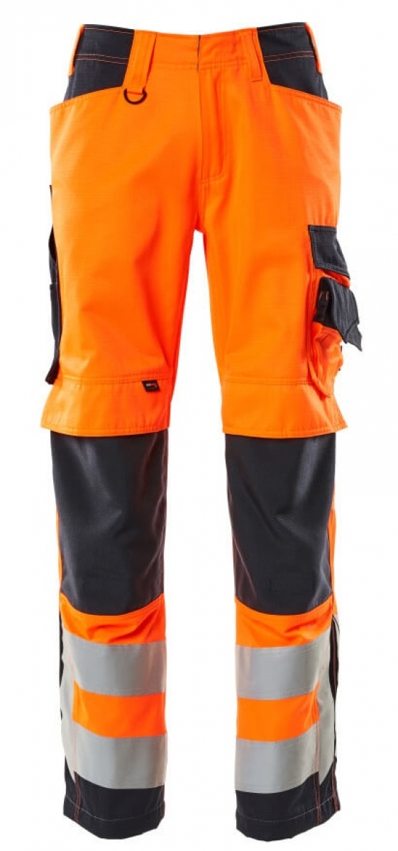MASCOT-Workwear, Warnschutz-Bundhose, SAFE SUPREME, mit Knietaschen, Lg: 82 cm, warnorange/schwarzblau