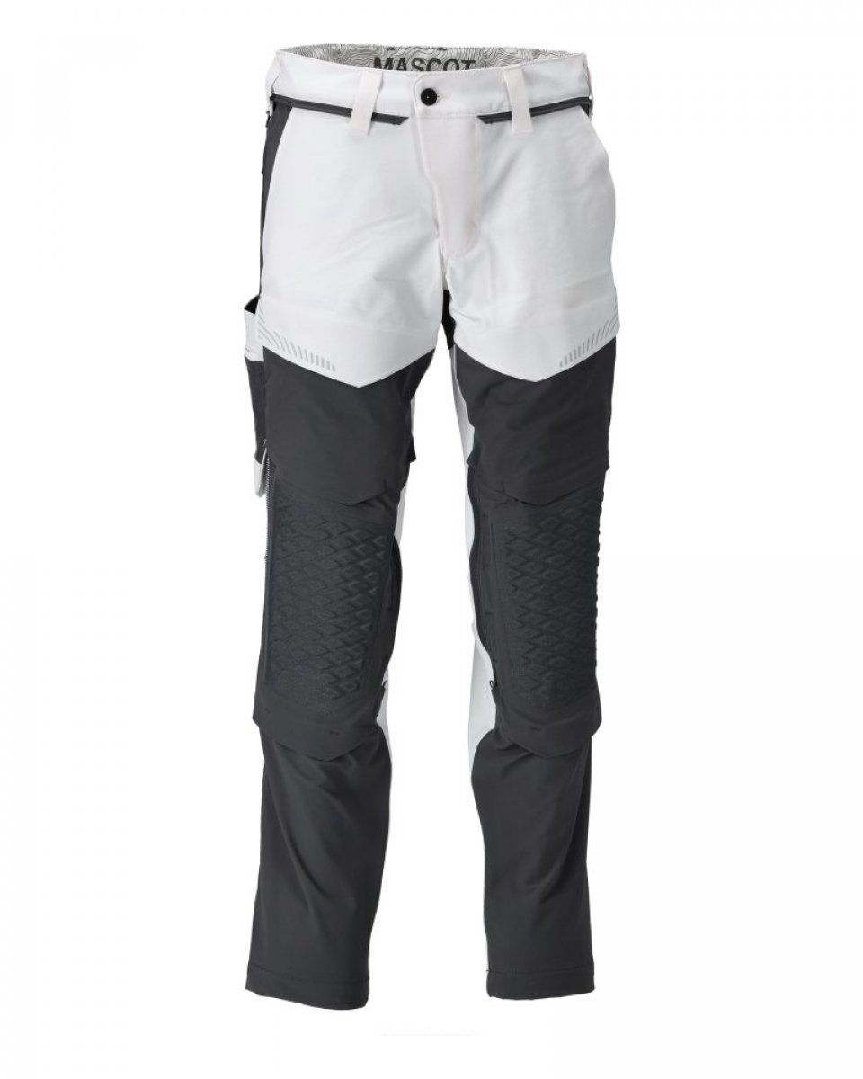 MASCOT- Hose mit Knietaschen, Ultimate Stretch, CUSTOMIZED, 180 g/m², weiss/ anthrazitgrau