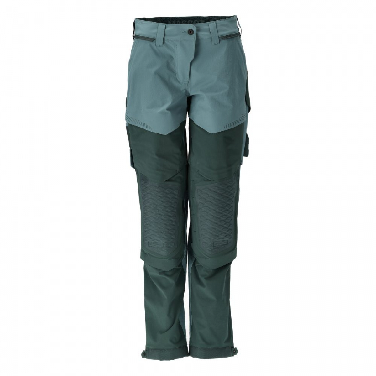 MASCOT- Damen-Hose mit Knietaschen, Diamond, Ultimate Stretch, CUSTOMIZED, 180 g/m², hell-waldgrün/ waldgrün