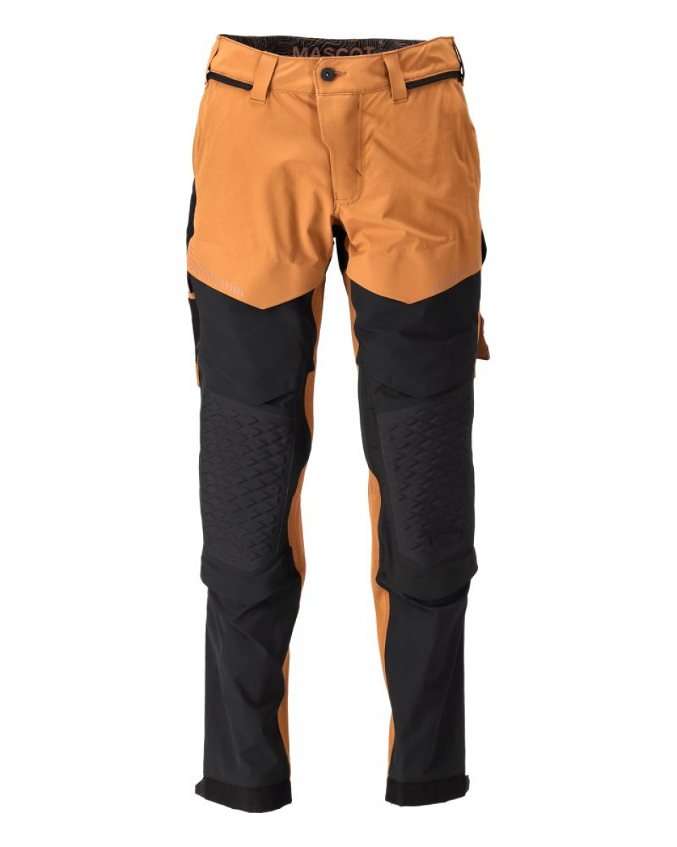 MASCOT- Hose mit Knietaschen, Ultimate Stretch, CUSTOMIZED, 180 g/m², nussbraun/ schwarz