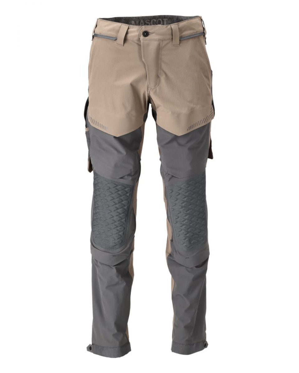 MASCOT- Hose mit Knietaschen, Ultimate Stretch, CUSTOMIZED, 180 g/m², dunkel-sandbeige/ anthrazitgrau