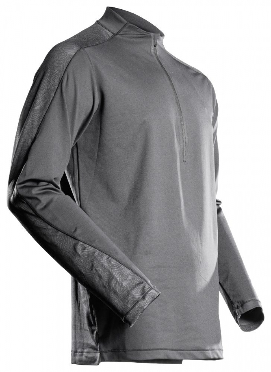 MASCOT- Langarmshirt mit kurzem Reißverschluss, CUSTOMIZED, 210 g/m², anthrazitgrau