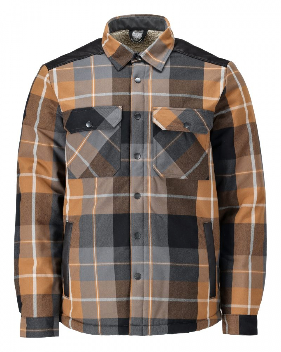 MASCOT- Hemd aus Flanell, Faserpelz Futter, CUSTOMIZED, 270 g/m², nussbraun-kariert