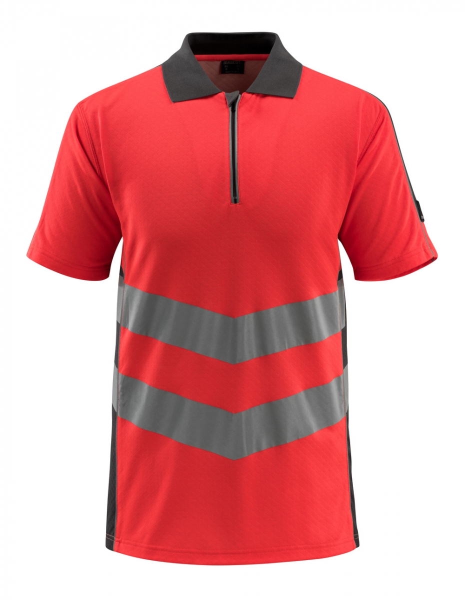 MASCOT-Workwear, Warnschutz-Polo-Shirt, Murton,  170 g/m, rot/dunkelanthrazit