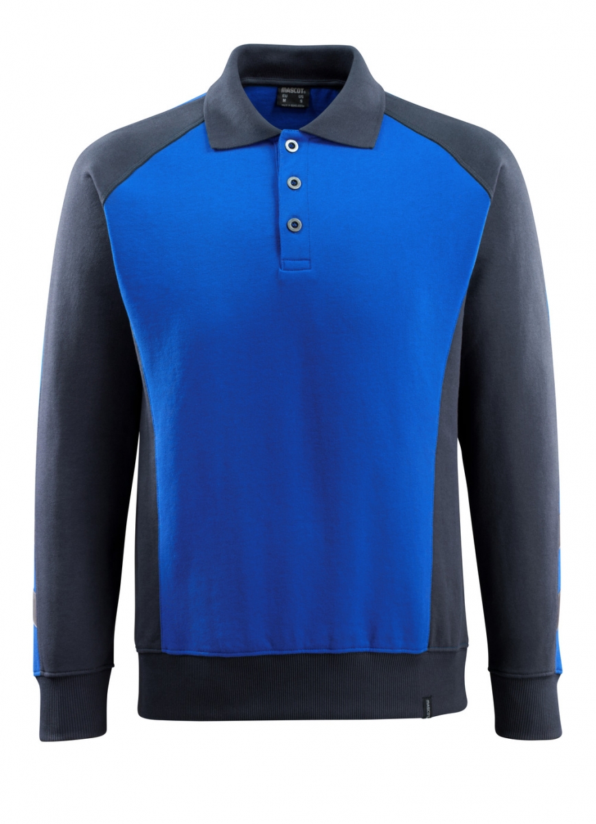 MASCOT-Worker-Shirts, Polo-Sweatshirt, Magdeburg, 310 g/m, kornblau/schwarzblau