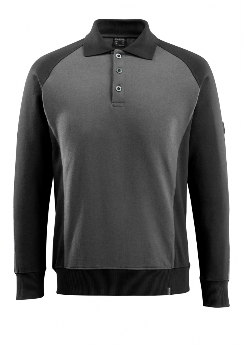 MASCOT-Worker-Shirts, Polo-Sweatshirt, Magdeburg, 310 g/m², dunkelanthrazit/schwarz