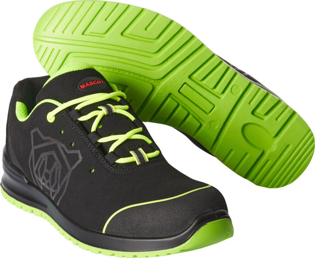 MASCOT-Sicherheitshalbschuhe, S1P, FOOTWEAR, schwarz/limonengrn