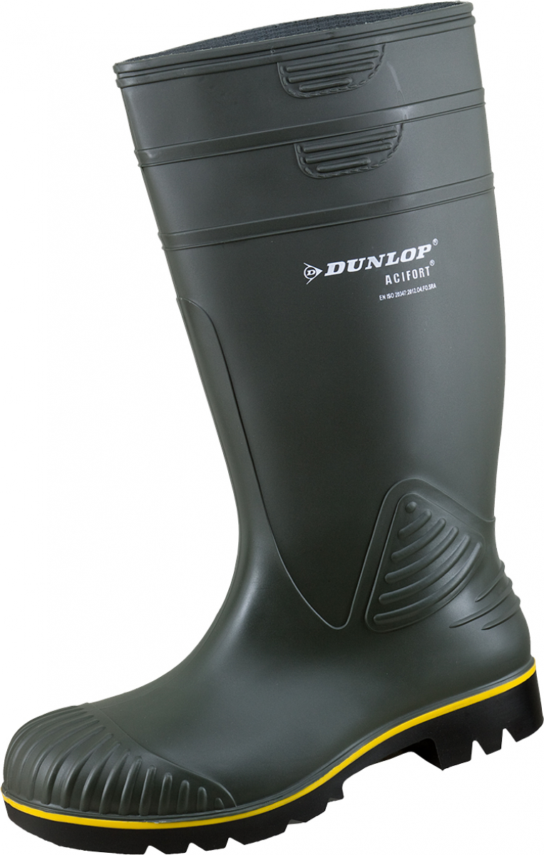 DUNLOP-Footwear, PVC-Arbeits-Gummi-Stiefel, ACIFORT, o. Kappe, (1909), grün
